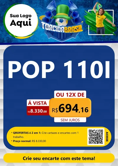 Modelo de Cartaz para Cartaz A4 Vertical com o tema Torcida Brasil - Copa para Concessionaria de Motos