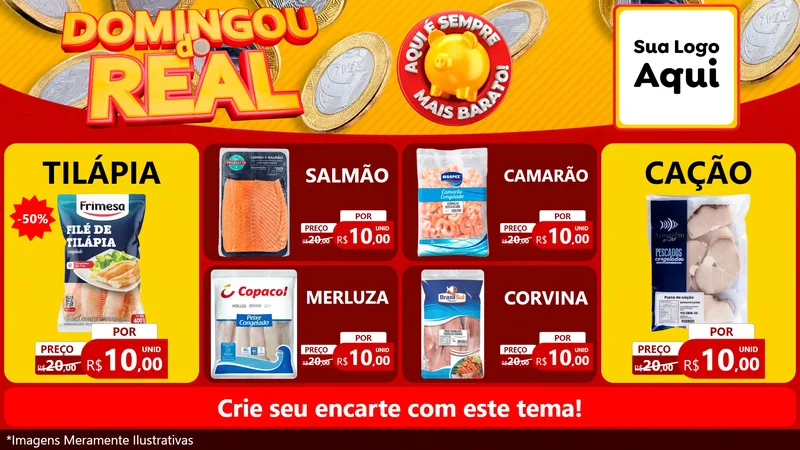 Modelo de TV para TV Horizontal com o tema Domingou do Real para Peixaria