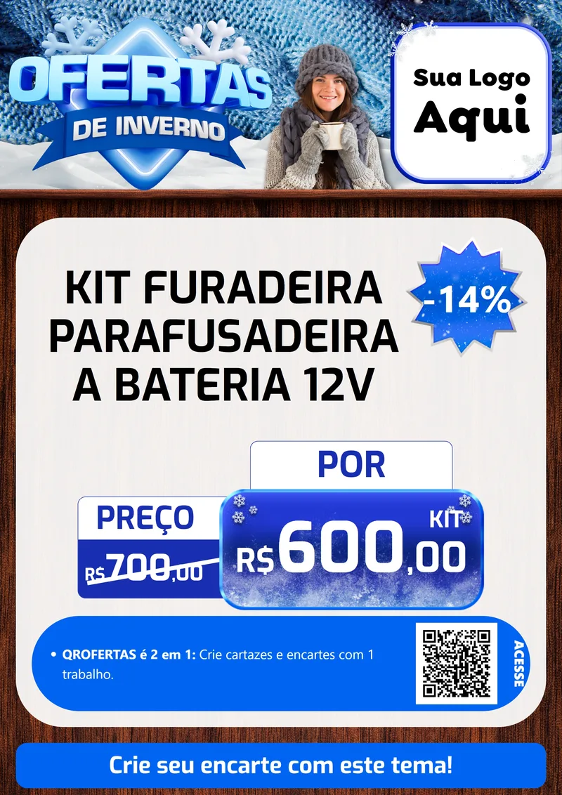 Modelo de Cartaz para Cartaz A4 Vertical com o tema Ofertas de Inverno para Maquinas e Ferramentas