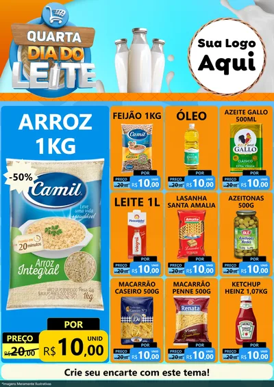 Modelo de Encarte para Encarte A4 Vertical com o tema Quarta Dia do Leite para Supermercado