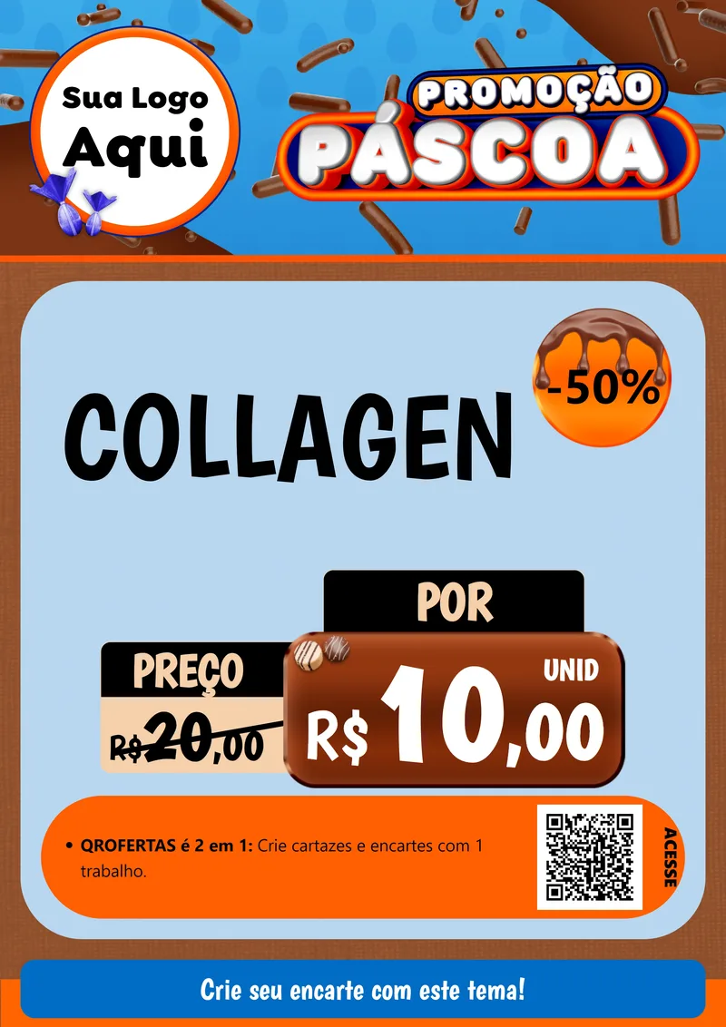 Modelo de Cartaz para Cartaz A4 Vertical com o tema Promoção Páscoa para Suplementos alimentares