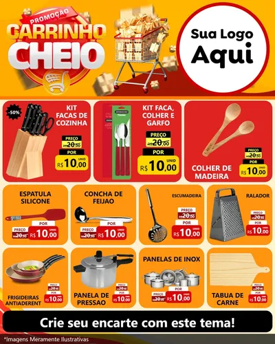Modelo de Rede Social para Feed Instagram com o tema Promoção carrinho cheio para Utilidades Domésticas