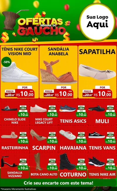 Modelo de Encarte para Encarte Grande com o tema Ofertas Semana Do Gaúcho para Calçados