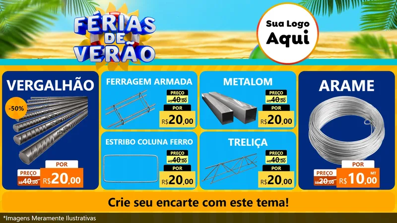 Modelo de TV para TV Horizontal com o tema Férias de Verão para Ferragens