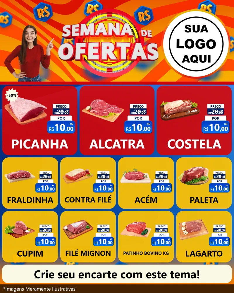 Modelo de Rede Social para Feed Instagram com o tema Semana de Ofertas para Açougue