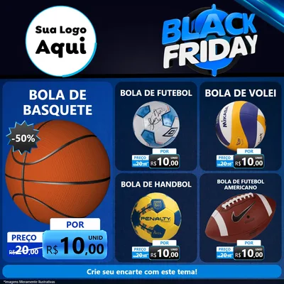 Modelo de Rede Social para Feed Facebook com o tema Black Friday para Artigos Esportivos