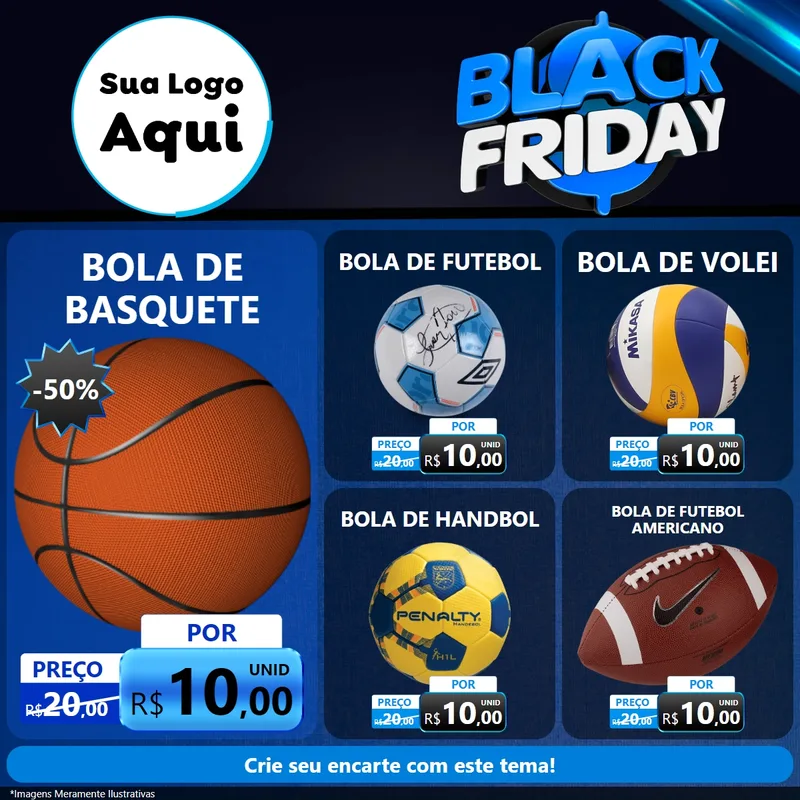 Modelo de Rede Social para Feed Facebook com o tema Black Friday para Artigos Esportivos
