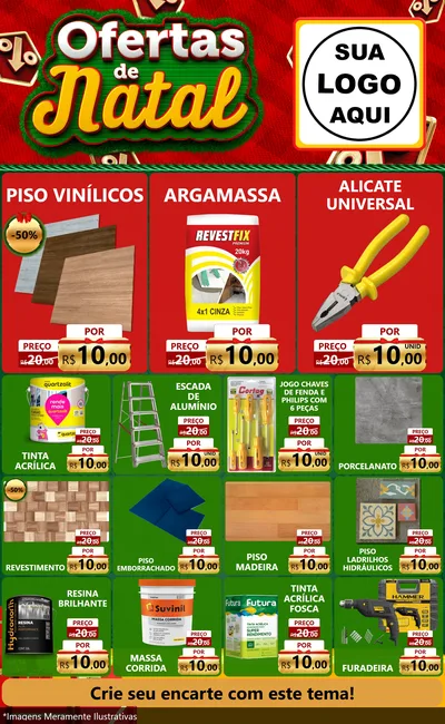 Modelo de Encarte para Encarte Grande com o tema Ofertas de Natal para Material para Construção
