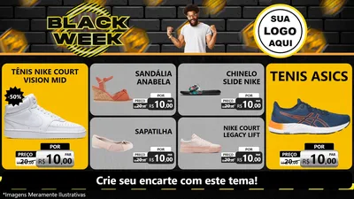 Modelo de TV para TV Horizontal com o tema Black Week para Calçados