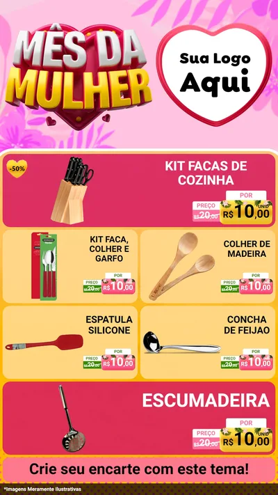 Modelo de TV para TV Vertical com o tema Mês da Mulher para Utilidades Domésticas