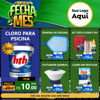 Modelo de Rede Social para Feed Facebook com o tema Operação Fecha Mês para Produtos para Piscina