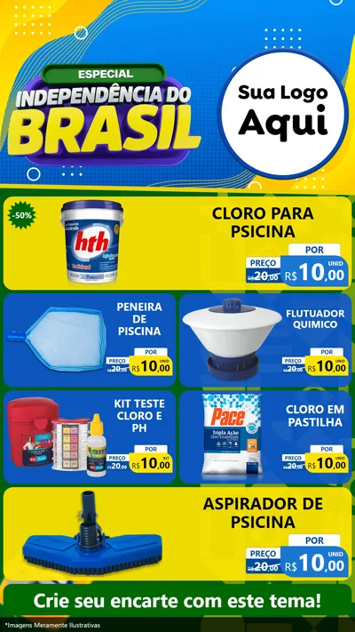 Modelo de TV para TV Vertical com o tema Especial Independência do Brasil para Produtos para Piscina
