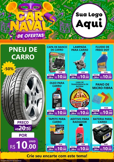 Modelo de Encarte para Encarte A4 Vertical com o tema Carnaval de Ofertas para Auto peças