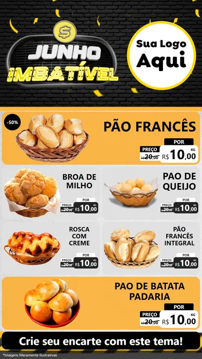 Modelo de TV para TV Vertical com o tema Junho Imbatível para Padaria