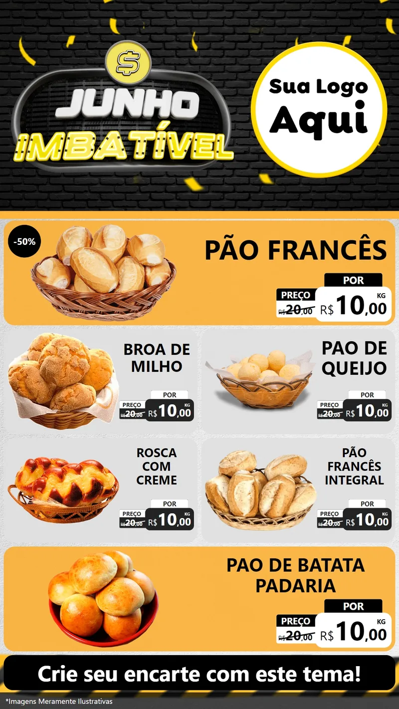 Modelo de TV para TV Vertical com o tema Junho Imbatível para Padaria