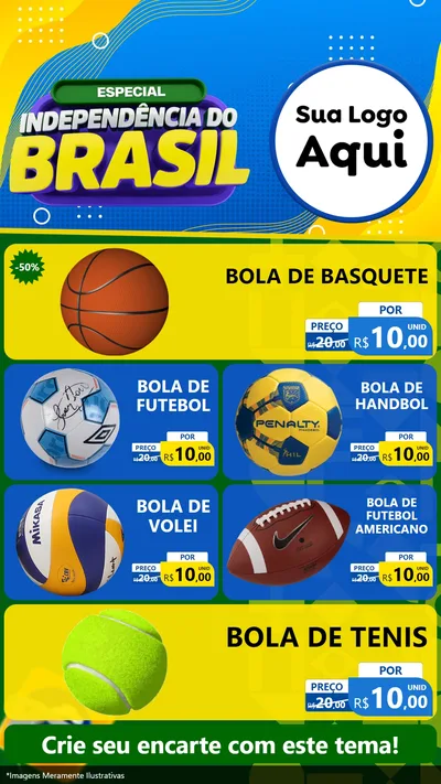 Modelo de TV para TV Vertical com o tema Especial Independência do Brasil para Artigos Esportivos