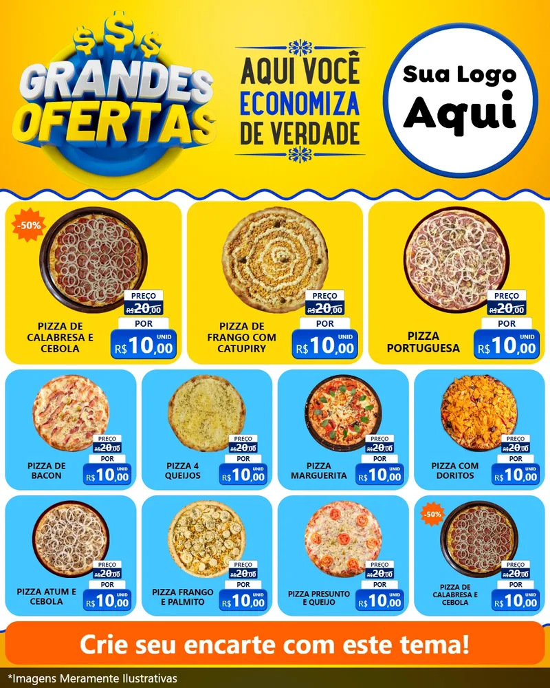 Modelo de Rede Social para Feed Instagram com o tema Grandes Ofertas para Pizzaria