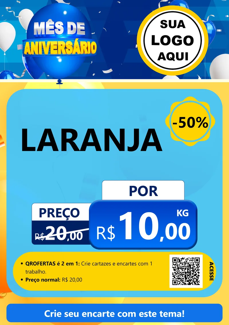 Modelo de Cartaz para Cartaz A4 Vertical com o tema Mês de Aniversário para Hortifrúti