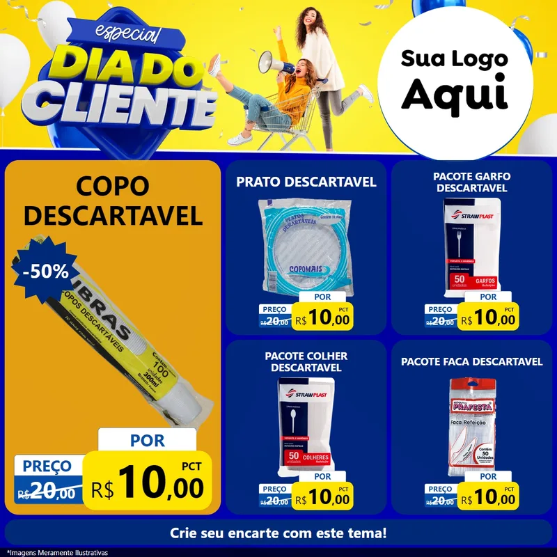 Modelo de Rede Social para Feed Facebook com o tema Especial Dia do Cliente para Embalagens