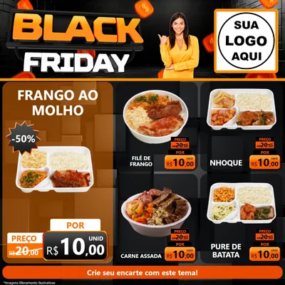 Modelo de Rede Social para Feed Facebook com o tema Black Friday para Restaurante