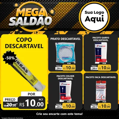 Modelo de Rede Social para Feed Facebook com o tema Mega Saldão para Embalagens