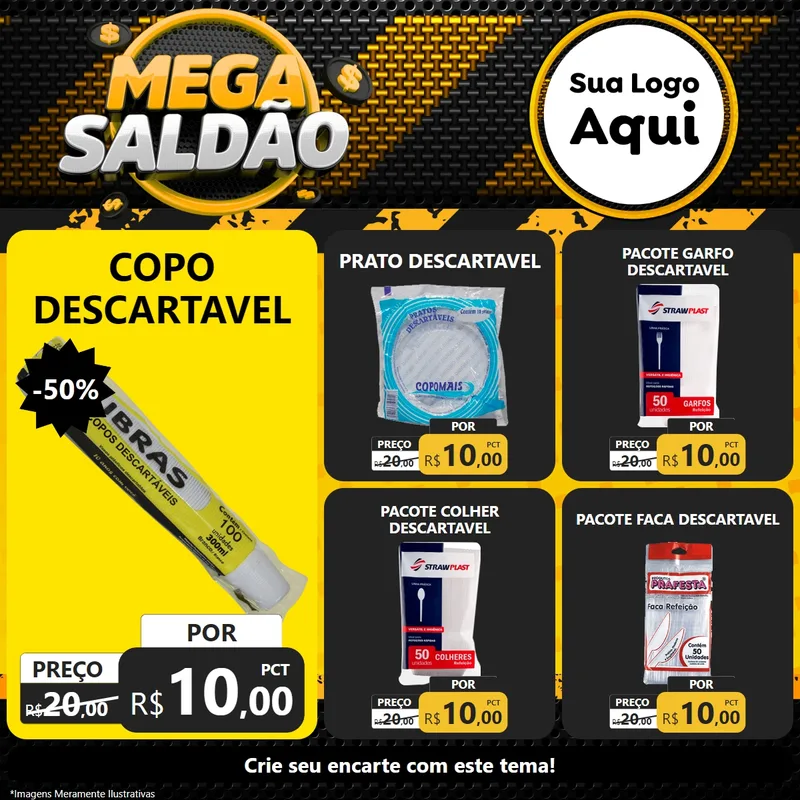 Modelo de Rede Social para Feed Facebook com o tema Mega Saldão para Embalagens