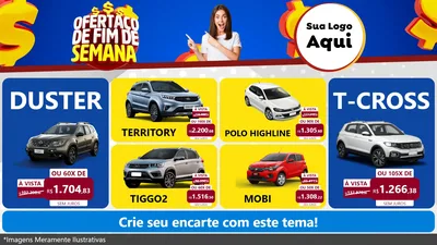 Modelo de TV para TV Horizontal com o tema Ofertaço de Fim de Semana para Concessionaria de Carros