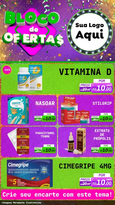 Modelo de TV para TV Vertical com o tema Bloco de Ofertas para Farmácia