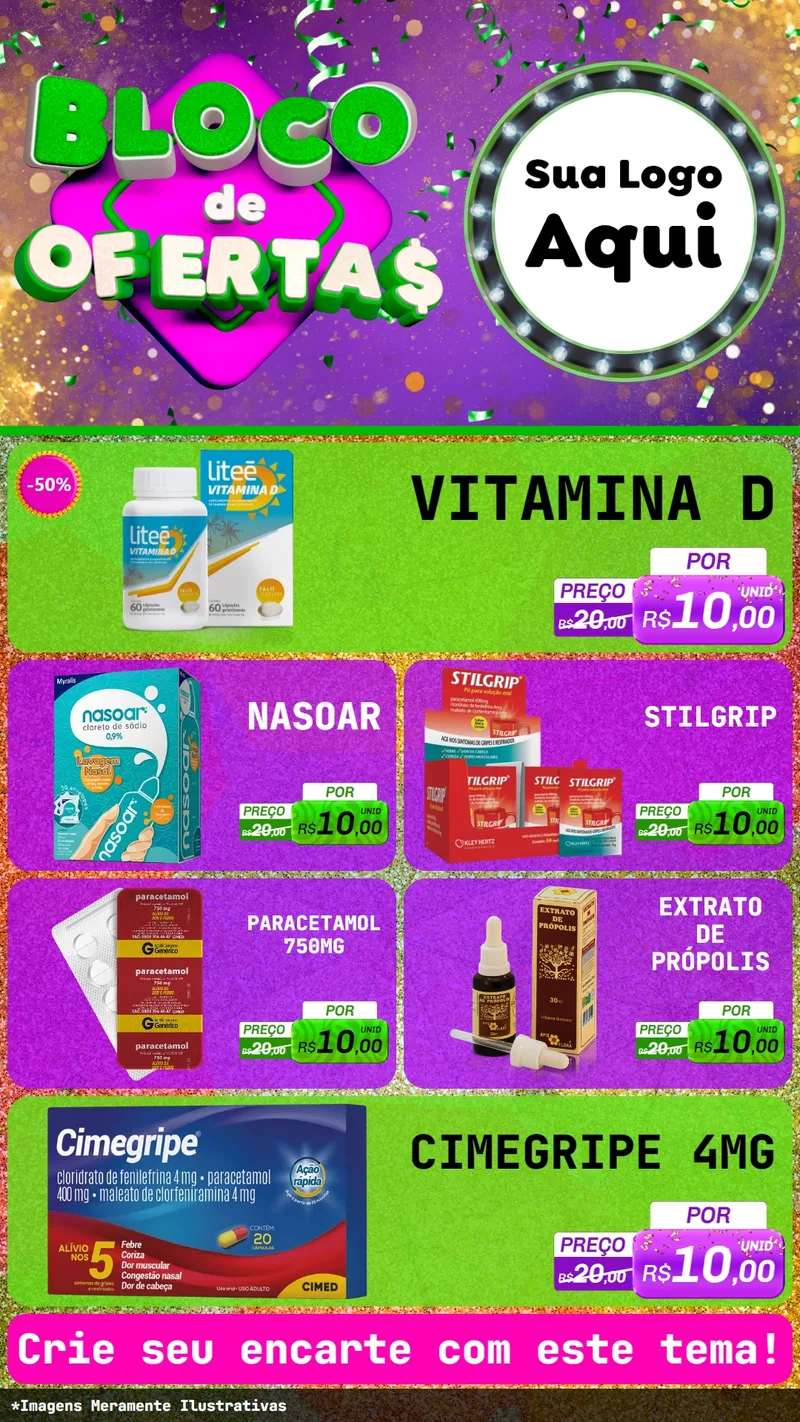 Modelo de TV para TV Vertical com o tema Bloco de Ofertas para Farmácia