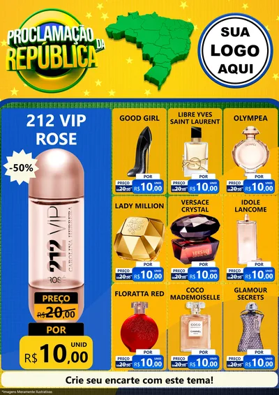 Modelo de Encarte para Encarte A4 Vertical com o tema Proclamação da República para Perfumes