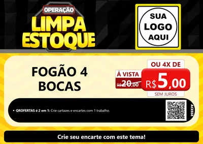 Modelo de Cartaz para Cartaz A4 Horizontal com o tema Operação Limpa Estoque para Móveis e Eletro