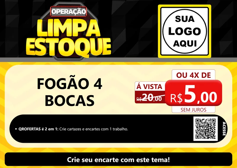 Modelo de Cartaz para Cartaz A4 Horizontal com o tema Operação Limpa Estoque para Móveis e Eletro