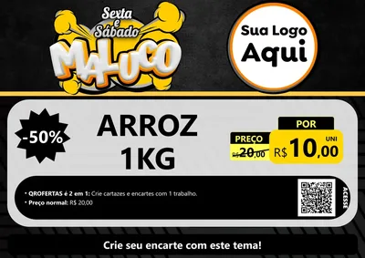 Modelo de Cartaz para Cartaz A4 Horizontal com o tema Sexta e Sábado Maluco para Supermercado