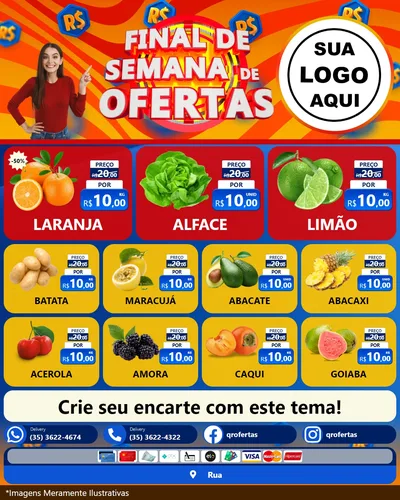 Modelo de Rede Social para Feed Instagram com o tema Final de Semana de Ofertas para Hortifrúti