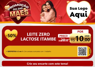 Modelo de Cartaz para Cartaz A4 Horizontal com o tema Promoção Dia das Mães para Frios e Laticínios