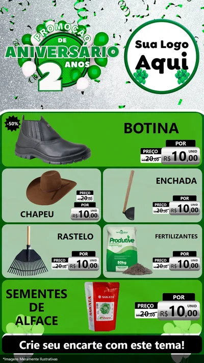 Modelo de TV para TV Vertical com o tema Promoção de Aniversário - 2 Anos para Agropecuária