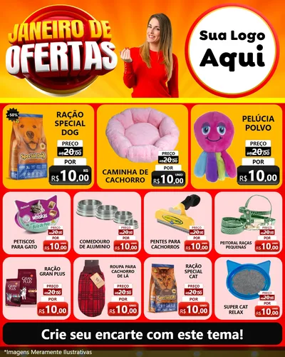 Modelo de Rede Social para Feed Instagram com o tema Janeiro de Ofertas para Pet Shop
