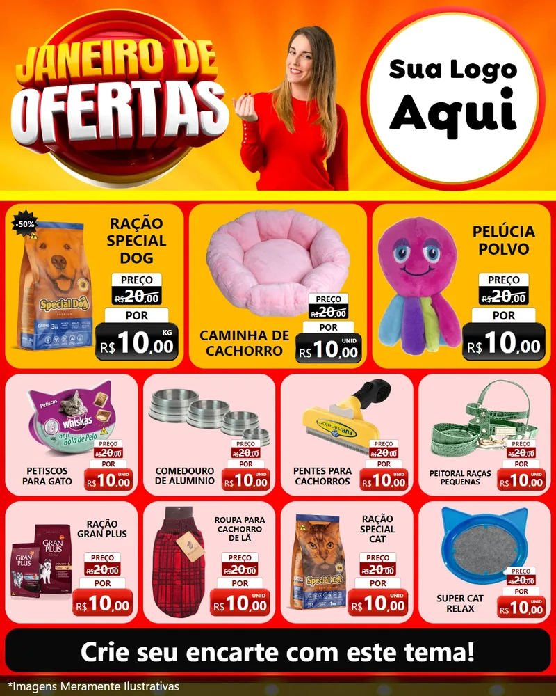 Modelo de Rede Social para Feed Instagram com o tema Janeiro de Ofertas para Pet Shop