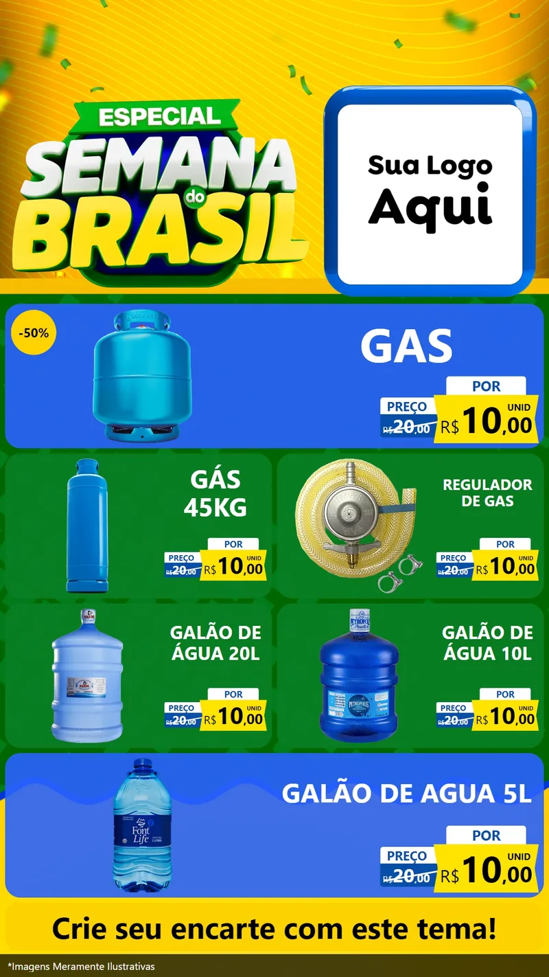 Modelo de TV para TV Vertical com o tema Especial Semana do Brasil para Água e gás