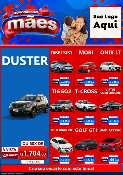 Modelo de Encarte para Encarte A4 Vertical com o tema Promoção das Mães para Concessionaria de Carros