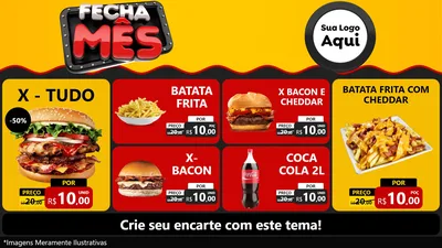 Modelo de TV para TV Horizontal com o tema Fecha Mês para Hamburgueria