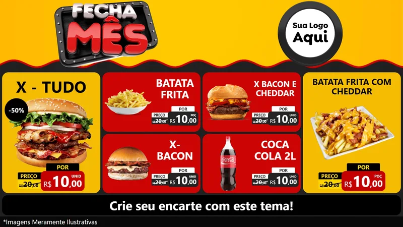 Modelo de TV para TV Horizontal com o tema Fecha Mês para Hamburgueria