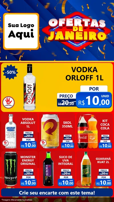 Modelo de Rede Social para Stories com o tema Ofertas de Janeiro para Distribuidora de bebidas