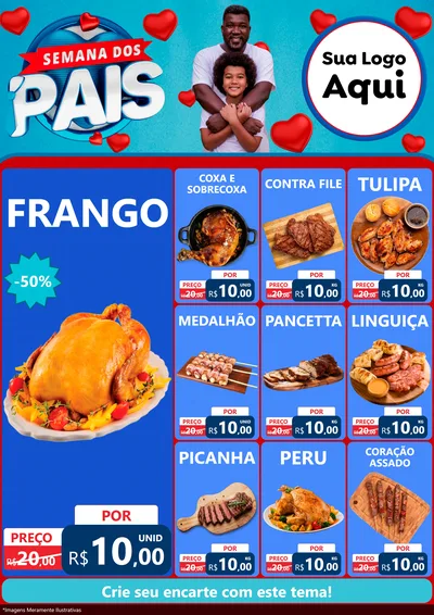 Modelo de Encarte para Encarte A4 Vertical com o tema Semana Dos Pais para Assados