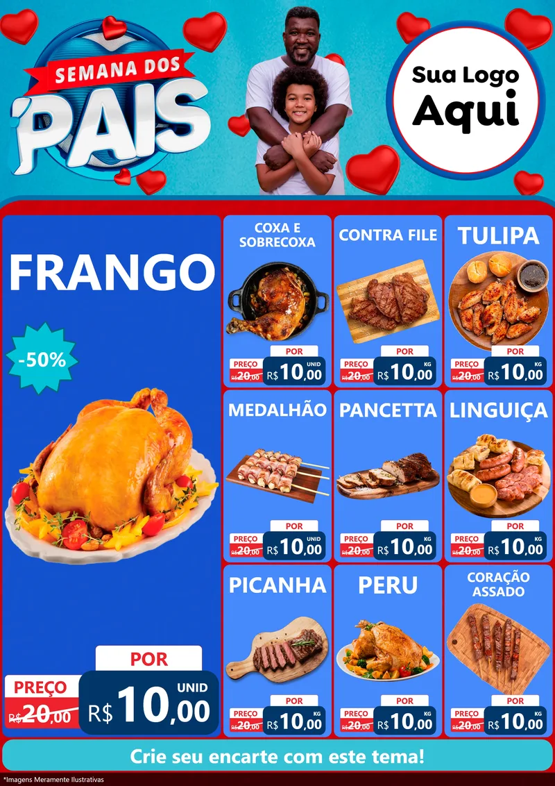 Modelo de Encarte para Encarte A4 Vertical com o tema Semana Dos Pais para Assados