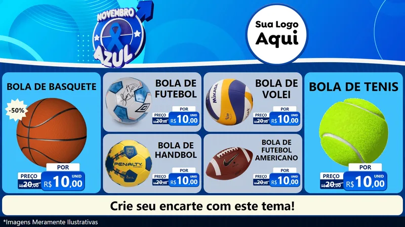 Modelo de TV para TV Horizontal com o tema Novembro Azul para Artigos Esportivos