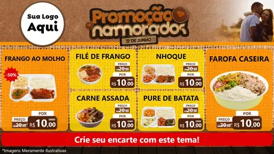 Modelo de TV para TV Horizontal com o tema Promoção Namorados para Restaurante