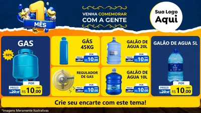 Modelo de TV para TV Horizontal com o tema Um Mês de Aniversário para Água e gás