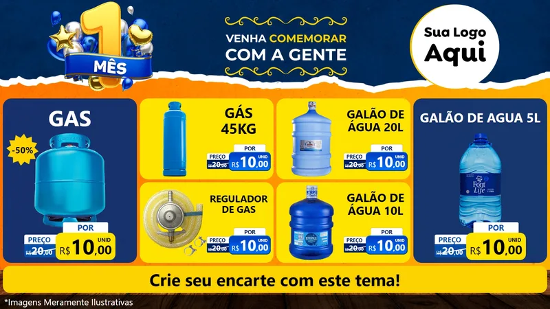 Modelo de TV para TV Horizontal com o tema Um Mês de Aniversário para Água e gás