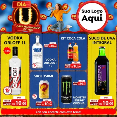 Modelo de Rede Social para Feed Facebook com o tema Dia U - O Dia Mais Barato Do Mês para Distribuidora de bebidas
